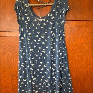 SO Blue Swing Dress with Floral Accents